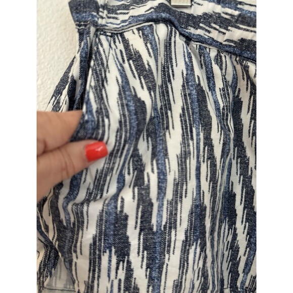 J Crew Factory Shorts Size L Ikat Print Linen Blend Blue White Beach Boho EUC - Picture 3 of 8